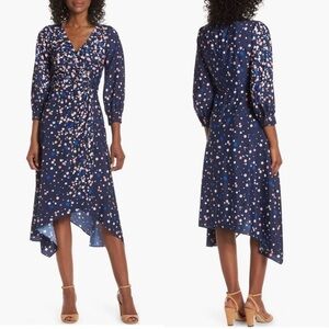 NWT Eliza J Faux Wrap Midi Dress